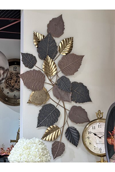 YASAR CONCEPT Foliage Metal Duvar Panosu Tablosu Sütlü Kahve Antrasit 60x120 Cm