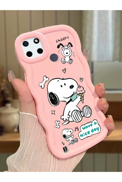 Hontinga Realme C21Y Compatible Case Camera Protector Pink Silicone Couple Ph...