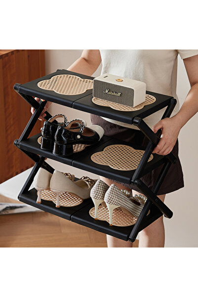 OEM Multifunctional foldable shoe rack with 3 shelves, Lightweight to assembl...