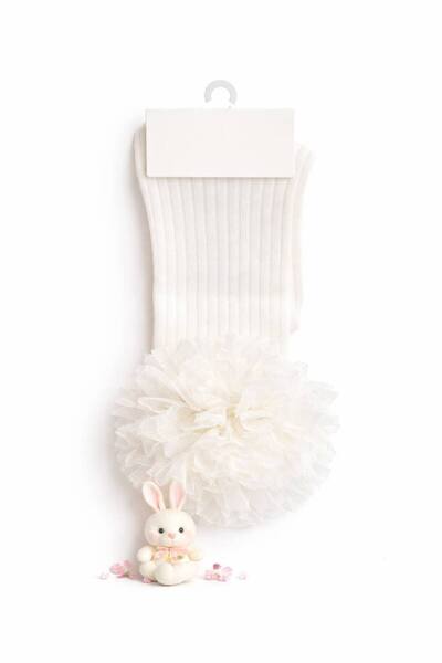 SÜSLÜ KİDS Girl's Tulle Ruffled Stylish Socks/Long Socks
