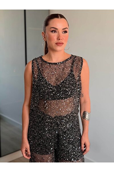 ROUPAS COLLECTİON Kristal Transparan Bluz