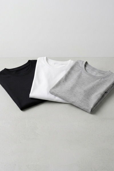 KİAGU Tricou de bază pentru fete și băieți Set de 3 tricouri din bumbac cu mâ...