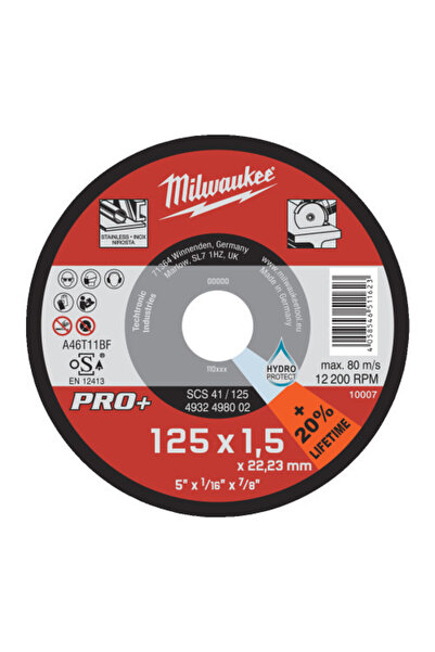 Milwaukee Абразивен диск за рязане на неръждаема стомана, 125x1.5x22.22