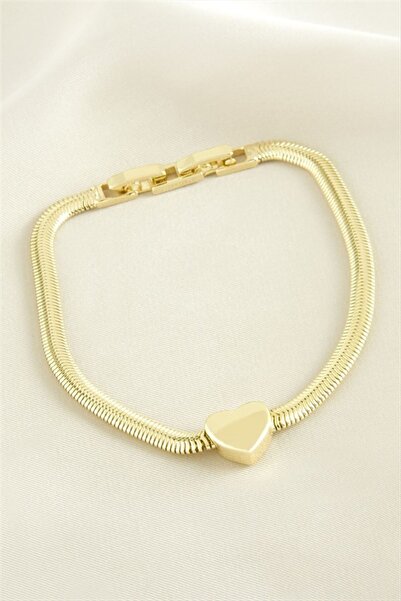 Generic Brand Heart Italian Chain Luxury Steel Bracelet - Yellow
