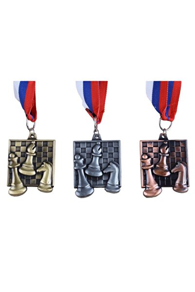 Sunrise Chess & Games Top Bottom Set of 3 chess medals - gold/silver/bronze -...