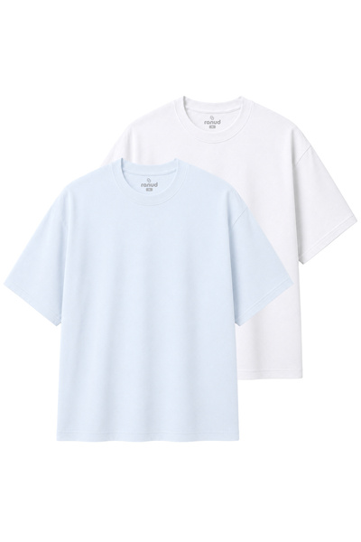 ranud Erkek Oversize Fit 2'li Tişört Paketi,%100 Pamuk, Yumuşak Fırçalı Kumaş...