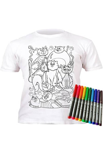 OEM Splat Planet Πλενόμενο T-Shirt Ζωγραφικής "Kitty Cats" με Μαρκαδόρους (5-...