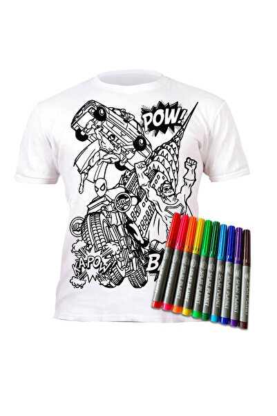 OEM Splat Planet T-Shirt Ζωγραφικής "Super Heroes" με Μαρκαδόρους (7-8 Ετών)