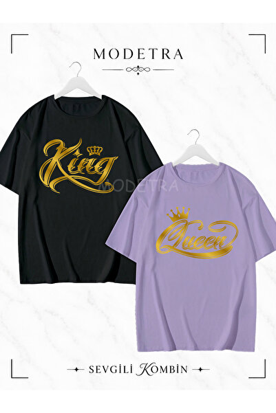 Modetra Women's Men's King Queen Design Medium Front Printed Lover Couple Com...