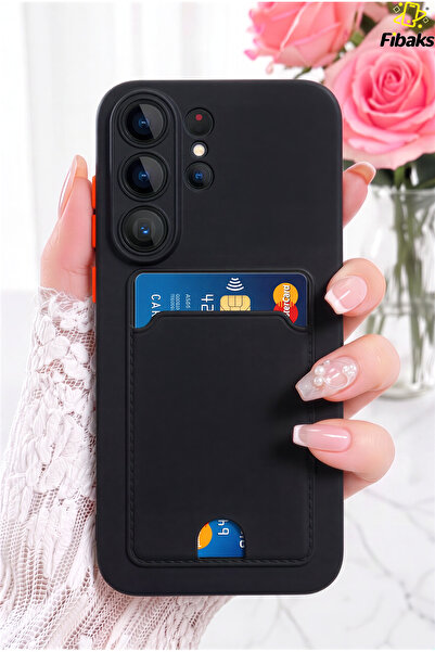 Fibaks Galaxy S26 Ultra Kılıf Kamera Korumalı Arkası Kartlıklı Cüzdanlı Kırmı...