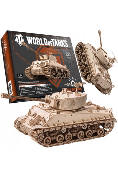 NO BRAND Jucărie din lemn LITTLE STORY World of Tanks 3D Tanc M4A3E8 Sherman