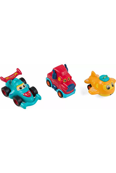 MomKi SET 3 VEHICULE ACTIONATE PRIN INERTIE- CAMION ROSU, MASINA DE CURSE ALB...
