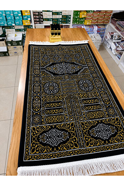 YAVUZ TRED HOME Siyah Kabe Desenli Seccade ve Kabe Biblo Seti | Hac Umre Hedi...