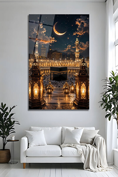 Parıltı Yayınları Kabe Manzaralı Mescid-i Haram Cam Tablo Ev Ofis Duvar Dekoru