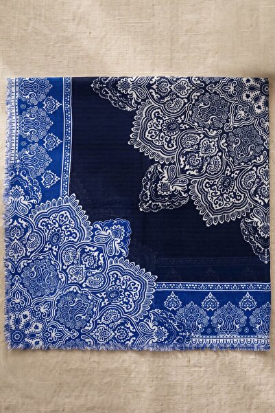 hadiora Women's Navy Blue Ethnic Patterned Stylish Hijab Flared Scarf