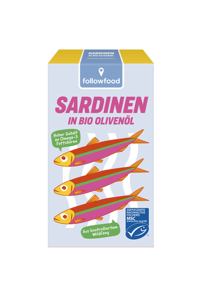 Followfood Sardine în ulei de măsline bio 120 g