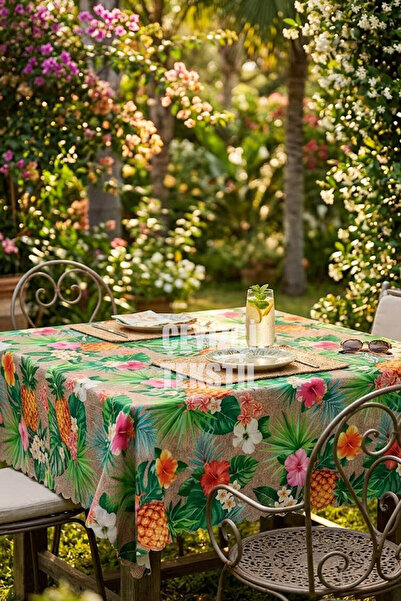 Çt Çeyizci Tekstil Digital Printed Tablecloth Table Cloth 170X170 cm Stain-Re...