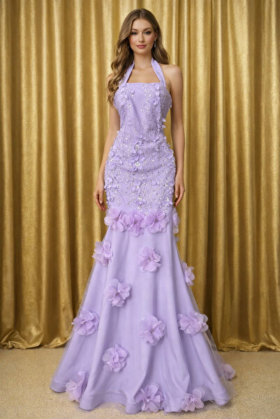 shahad fashion Royal Lilac Garden Style Dress, Princess Softness + Haute Cout...