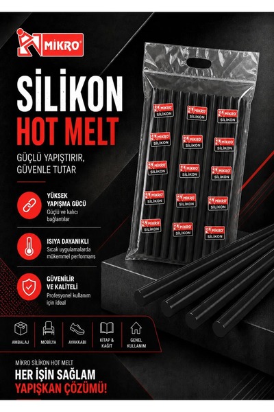 Mikro Siyah Silikon Mum Çubuk Kalın 11mmx30cm 1 Kg