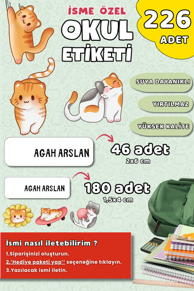 Hume Craft 226 Adet Kişiye Özel Okul Etiketi Kalem Defter Etiketi Özel Isim Y...