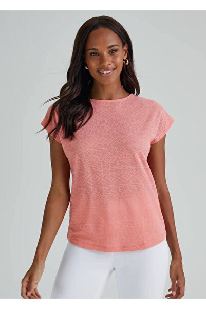 TrendAllStore Pink Patterned Short Sleeve T-Shirt