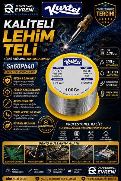 IRONSTAR kurtel Lehim teli 0,75 mm 100 gram / 0,75 mm lehim teli / Kalay lehi...