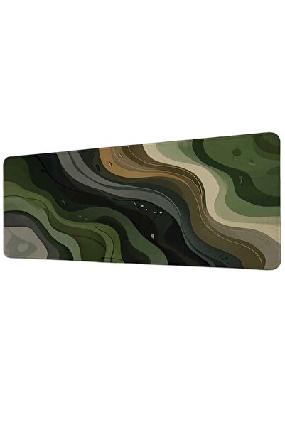 gxe.art Mousepad pentru jocuri, verde maro, camuflaj în straturi, 40x90 cm, b...