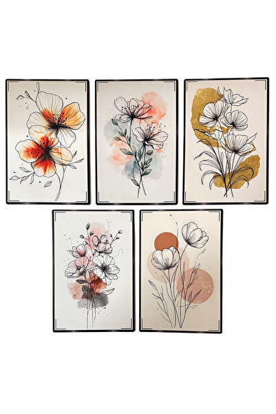 Modern Çizim Çiçek 5’li set, 15 X 22.5 cm
