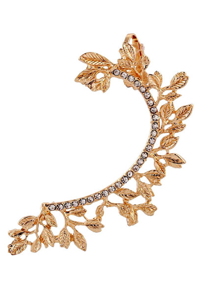 VeeShop Κομψό σκουλαρίκι ear cuff, σε σχήμα κλαδιού με φύλλα και μικρούς στρο...