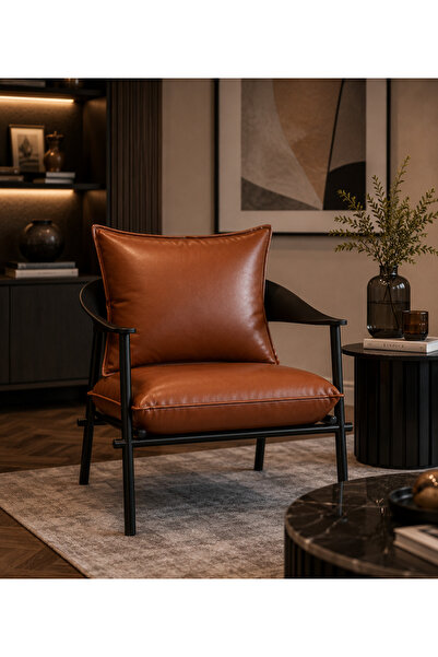 N.zone Modern Luxury Lounge Chair with Soft Leather Upholstery and Sturdy Met...