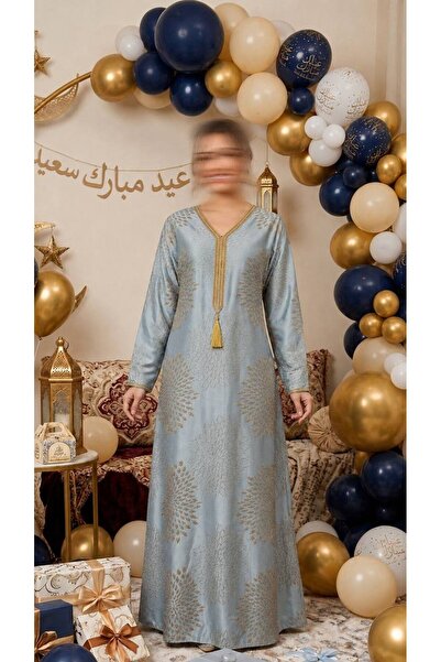 ISHRAQAT AL-AMAL Jalabiyas with rose-shaped embroidered sequins and long, shi...