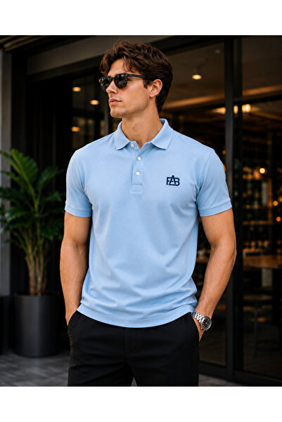 FABRIZO FASHION FABRIZO Premium Sky Blue Polo Shirt – Modern Minimalist Luxur...
