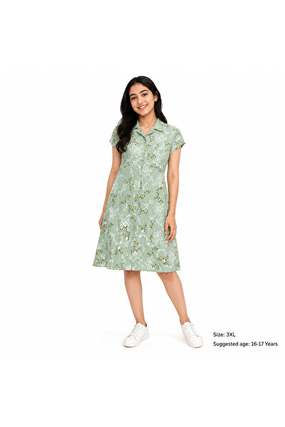 Generic Girls' Floral Printed Dress, Shirt, Loose, Suitable for Teenagers