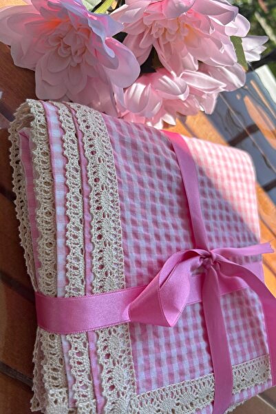 zarafet concept Pembe Vintage Nostalji Kenar Dantelli Masa Örtüsü, Çok Amaçlı...