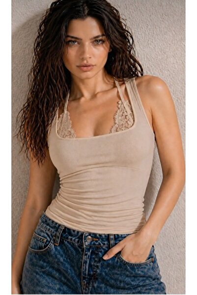 Tight Lady Seamless, Double Layered, Square Neckline, Lace Detail, Ultra Soft...