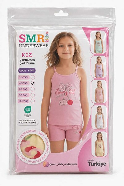 Kids Kız Çocuk Kiraz Desenli Kalın Askılı Atlet Boxer Takımı