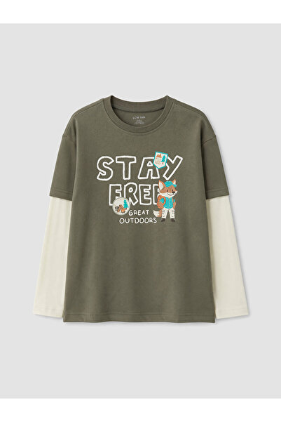 LC Waikiki Lcw Kids Khaki Boys' Long Sleeve T-Shirt
