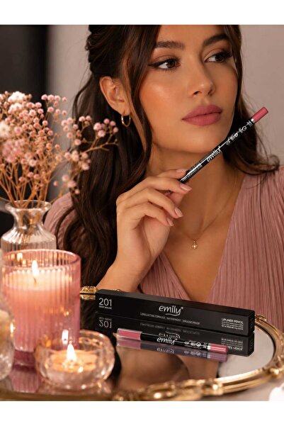 EMILY Automatic Lipliner 207 Gül Kurusu Dudak Kalemi – Uzun Süre Kalıcı, Yumu...