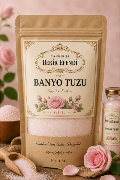 TABULAROSA Gül Aromalı Banyo Tuzu 1 Kg Kristal Spa Küvet Tuzu Doğal Banyo Tuzu