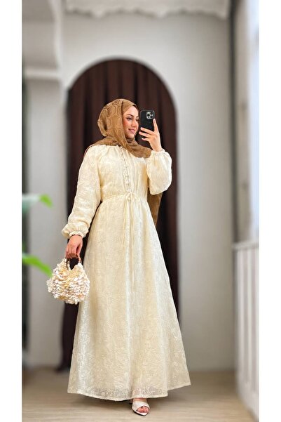 MODA S&S BZLİNE Vera Premium Embroidery Textured Button Detailed Vintage Styl...