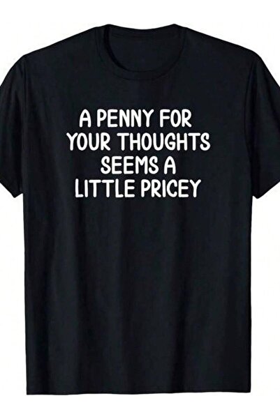 01THEONE Men's Plus-Size Funny "A Penny For Your Thoughts" Satirical T-Shirt ...