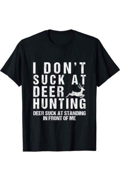 4CR تي شيرت مضحك بطبعة "I Dont Suck At Deer Hunting" للرجال، تي شيرت متعدد ال...