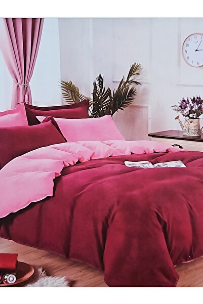 MILANO COLLECTION Set lenjerie de pat dublu Finet 4 piese MC-5194 Bordo/Roz