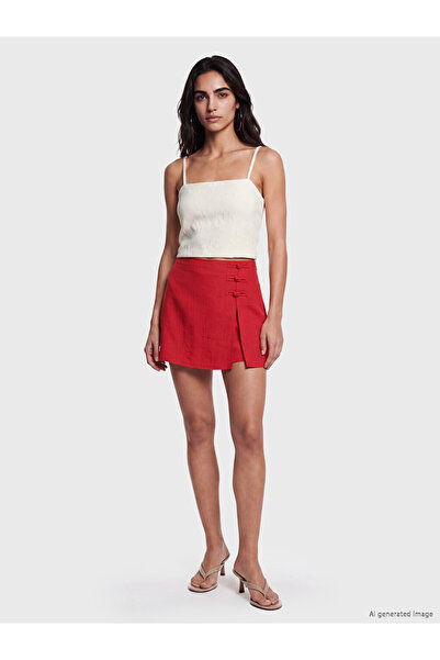 LC Waikiki Fustă-pantalon mini în linie A, cu talie înaltă și fermoar
