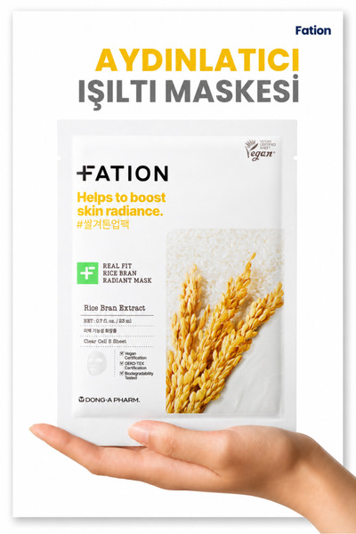 Fation Real Fit Rice Bran Brightening Mask | Pirinç Kepeği ve Niacinamide Ayd...