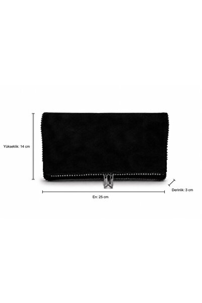 PaminBags Aksesuar Gerçek Süet Deri Katlanır Zincirli Portföy Clutch Asksesua...
