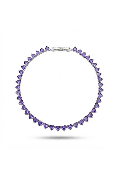 h&b design jewel الصلب الأرجواني القلب قلادة