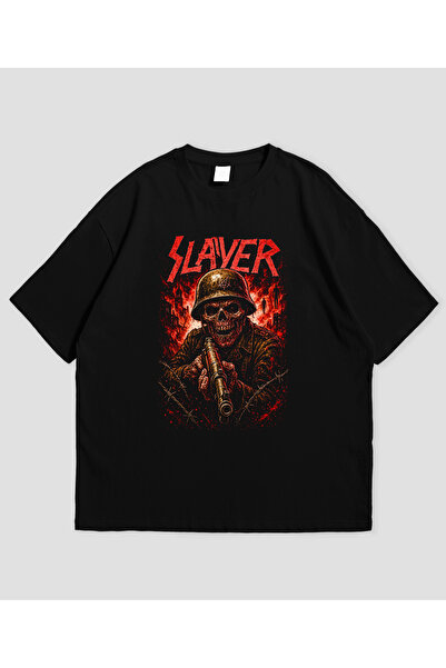 Grafftee Clothing Μπλουζάκι Slayer με στάμπα, Unisex, Oversize