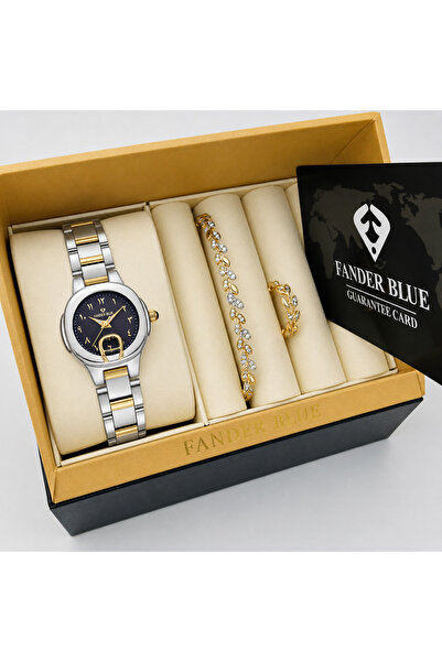 FANDER BLUE Luxury Women's Fender Blue Watch Set 3 Pieces-Double Color Navy D...