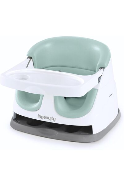 Ingenuity Baby Base 2-in-1 Booster Feeding and Floor Seat with Self-Storing T...